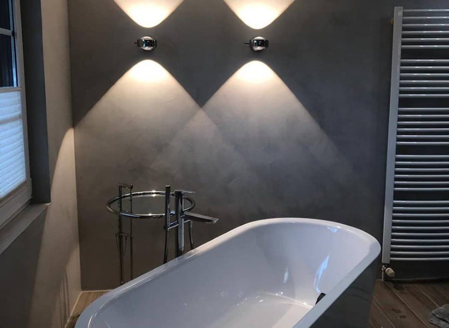 Microcemento Ibiza baño pared gris